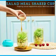 2pack,1000ml/33.8oz, Salad Cup, Salad Shaker, Plastic Healthy Salad Container (With Fork), Salad Dressing Rack, Picnic Lunch Breakfast Salad Cup, Kitchen Supplies, Kitchen Gadgets, Back To School Supplies 1000ml/33.8oz
