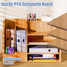 Office Paper Organizer For Desk, Wooden File Holder, Office Desk Organizer, Stackable Paper Trays For Home, Office, School, Classroom