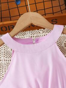 Vestido Mesh Estampa de Margarida para Meninas Pré-Adolescentes, Primavera/Verão