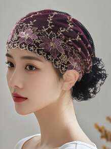 1buc dantelă elegantă damă plasă aur fir brodat mozaic floral mărime reglabilă eșarfă decorativă, versatilă pentru coafură, protecție solară, în aer liber, adunări, cumpărături