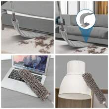 Microfiber Duster, 4PCS With Extension Pole(Stainless Steel) 30 To 100 Inches, Reusable Bendable Dusters, Washable Lightweight Dusters For Cleaning Ceiling Fan, High Ceiling, Blinds, Furniture, Cars