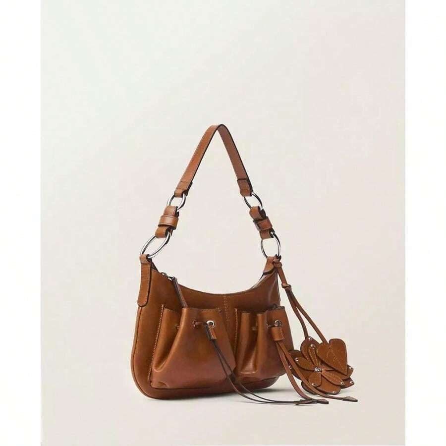 Mango Women's Gathered Pockets Leather Shoulder Bag - Leather - View 1