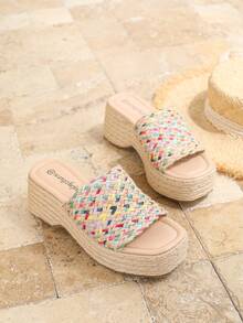 Women's Casual Comfortable Wedge Thick-Soled Linen Rope Summer Sandals - Multicolor - View 9