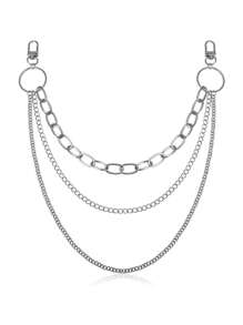 1 pezzo Catena in metallo multistrato stile punk argentata, accessorio di moda versatile per jeans