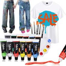 Ensemble de peinture tissu vibrante de 12 couleurs avec pinceaux, palette et planche à dessin - 12/24 couleurs, 12 ml/0,4 oz par tube, pigment riche, parfait pour les artistes, les artisans, les étudiants, les produits d'artisanat, la peinture sur vêtements, ensemble de peinture acrylique pour tissu