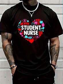 100% Cotton Student Nurse A Nursing School Clinicals Lover T-Shirt Round Neck Short Sleeve T-Shirt Women's Men's Graphic Tee Women's Men Graphic Tee - Black - View 1
