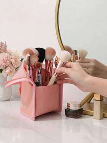 High Capacity Upright Makeup Brush Holder Case, Suitable For Women - Portable And Easy To Use, Storage Box Organizer, Organize, Table Organizer, Organizer, Storage, Bathroom, Jewelry Box, Jewelry Organizer, Jewellery Box, Makeup Organizer, Vanity Organizer, Storage, Boho Vibes Travel Essentials Travel Accessories Vacation Summer Holiday Back To School