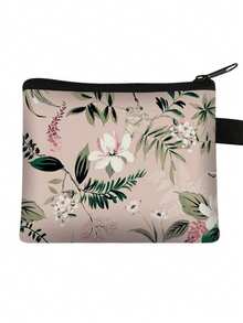 Full Print Floral Coin Wallet, Polyester Portable Zipper Coin Wallet, Small Card Bag, Pocket Wallet, Wallet, Key Bag, Floral Wallet, Handbag, Girls' Wallet, Mini Wallet, Coin Wallet, Ladies' Small Wallet, Holiday Gift ﻿ - Multicolor - View 15