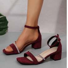 Sandálias de Salto Alto com Uma Alça e Fivela, Estilo Simples para o Verão, Adequadas para Meninas Adolescentes, Estilo Escolar, Sapatos de Dança