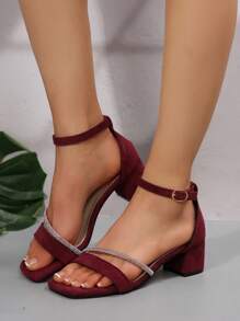 Sandálias de Salto Alto com Uma Alça e Fivela, Estilo Simples para o Verão, Adequadas para Meninas Adolescentes, Estilo Escolar, Sapatos de Dança