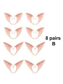8 Pairs TPR Ears For Cosplay, Anime Costume Halloween Christmas Party Masquerade Accessories - Realistic Fairy Ear Tips - Multicolor - View 4