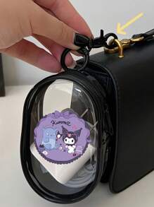Sanrio Sanrio 1pc Hello Kitty And Kuromi,Cinnamoroll Printed Portable Mini Transparent Cable Clear Organizer Box - Travel Accessories, Travel Essentials, Holds Cables, Chargers, Earphones - PVC Material, Compact Keyring, Suitable For Travel And Outdoor Activities Back To School