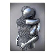 1 Pc Optional Frame Posters Wall Arts Pop Modern Metal Figure Statue Wall Art Canvas Painting Poster Abstract Romantic Couple Home Room Decor Mural Picture Print Artwork ,Wall Art With Frame