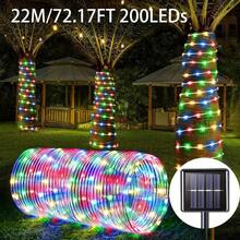 户外太阳能仙女灯，50/100/200/300 LED 闪烁花园灯，带 8 种照明模式按钮控制，防水户外装饰灯串，带柔性管，适用于庭院、花园、栅栏、露台、泳池、婚礼、派对、圣诞节、万圣节、露营、节日气氛