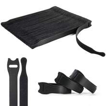 80pcs Reusable Cable Ties, Black Adjustable 6 Inch Wire Organizer Zip Ties, Multipurpose Hook & Loop Cable Management Straps For Home, Office, Data Center Organization And Storage - White - View 1