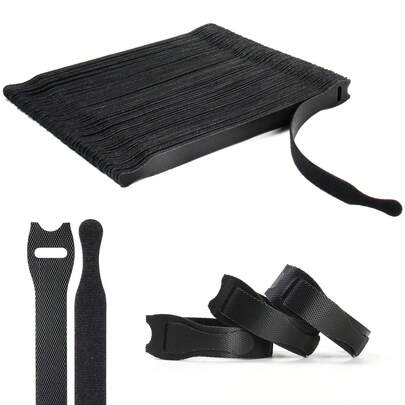 80pcs Reusable Cable Ties, Black Adjustable 6 Inch Wire Organizer Zip Ties, Multipurpose Hook & Loop Cable Management Straps For Home, Office, Data Center Organization And Storage