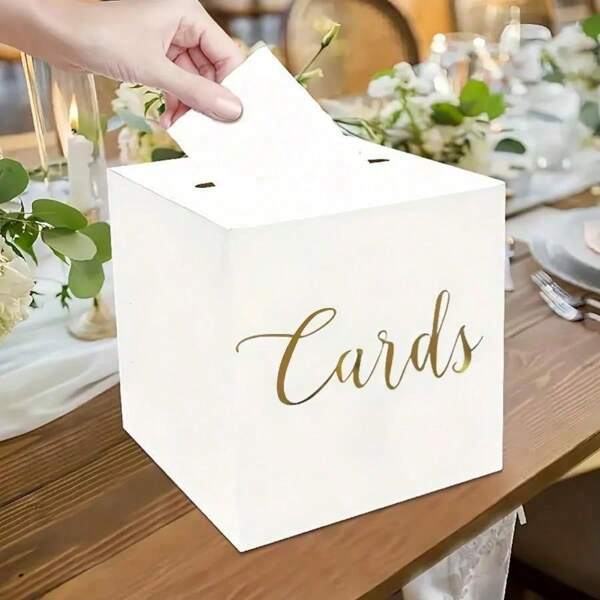 (1 Set / 11 piezas / 1 Caja de Regalo + 10 Tarjetas) 1 Set de Caja de Tarjetas de Regalo con Diseño de Lámina de Oro Negro y Blanco, para Fiesta de Cumpleaños, Boda, Despedida de Soltera, Graduación, Ceremonia de Jubilación, Caja de Tarjetas de Felicitación de Aniversario, Decoración Central y de Fiesta, Caja de Votación con Tarjetas y Sugerencias con Diseño de Lámina de Oro