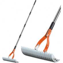 Local Delivery-15" Lawn Dethatcher Rakes,Dead Grass Remover,Manual Dethatching Rake With Adjustable Length Handle,Scarifier Rake,Thatching Rakes For Lawns Grass Loosening Soil,Thatch Rake, - Medium Orange - View 2