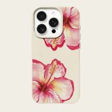Funda de teléfono con flor, 1 pieza de material TPU con patrón de flor de hibisco rosa, compatible con iPhone/teléfonos Redmi