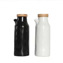 Bottiglia in ceramica stile giapponese per olio e aceto, vasetto per salsa di soia, resistente al forno, bottiglia per condimenti alimentari giapponesi in bianco e nero, adatta per uso domestico e ristoranti