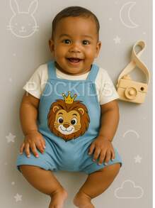 Jardineira de bebê menino + camisa leão Roupinha de bebê menino