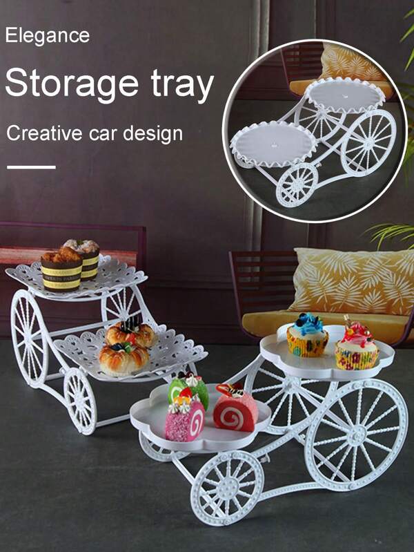 1 pieza Soporte de exhibición con forma de auto creativo para decoración del hogar, Torre para pasteles de varios niveles, plato para bocadillos o frutas para la sala de estar, boda, cumpleaños (requiere ensamblaje fácil)