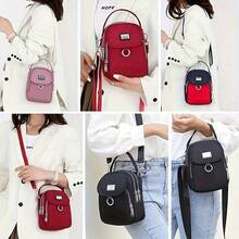 Waterproof Women's Cross-Body Bag, Elegant Oxford Cloth Handbag, Simple And Practical, Multi-Pocket Storage Shoulder Bag, Solid Casual One-Shoulder Cross-Body Bag, Zip Closure, Polyester Lining, Multifunctional Accessories, Everyday Use-Black,Mother's Day,Mom,Mother's Day Gift,Flower,Jewelry,Mother's Day Decorations,Mother's Day Party Supplies,Women,Pink,Gift Set - màu đen - Xem 6