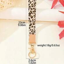 1pc Women Leopard Print Anti-Lost Wristband Key Chain | Dual Material Design (Wear-Resistant Fabric + Soft Leather) + Non-Slip Double Metal Buckle | Multifunctional Storage For Phone, Keys, Elegant Birthday Gift For Women, Commuting Fashion Accessory