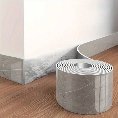 1 Roll 3D Thick Marble Texture Self-Adhesive Baseboard, DIY Removable Glossy Washable Wall Trim Line, Peel And Stick Seamless SXP Resin Wallpaper, Waterproof And Moisture-Proof Tile Stickers, Suitable For TV Backdrops, Door Frames, Furniture Decoration - Living Room Corners, Ceiling Corners, Kitchen Corners, Bathroom Partitions And Other Home Decor, Home Renovation Materials