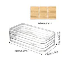 1 pieza Caja de exhibición portátil para salón de uñas, caja de almacenamiento de 3 capas y 3 pliegues transparente para uñas y joyas, adecuada para guardar uñas, aretes, anillos y diversas joyas pequeñas, con cinta adhesiva - Multicolor - Ver 11
