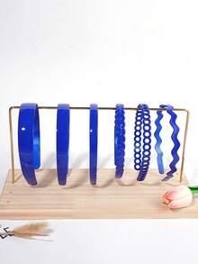 6 Paquetes de diademas anchas antideslizantes para mujeres, vinchas de pelo vintage de los 90, envolturas de pelo de plástico de colores brillantes para baño, ducha, cuidado de la piel, maquillaje, lavado de cara, gimnasio, yoga. Diademas, aros para el cabello - Negro - Ver 7