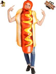Nezababy Halloween Hot Dog Costume Adult Funny Food Suit Outfit For Men Women Fancy Dress Up Cosplay