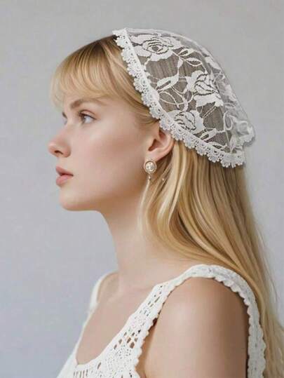 1 قطعة طرحة عروس بوهيمية مزخرفة بالزهور، إكسسوار ديكور للصلاة في الكنيسة للنساء، ملابس خريفية للنساء