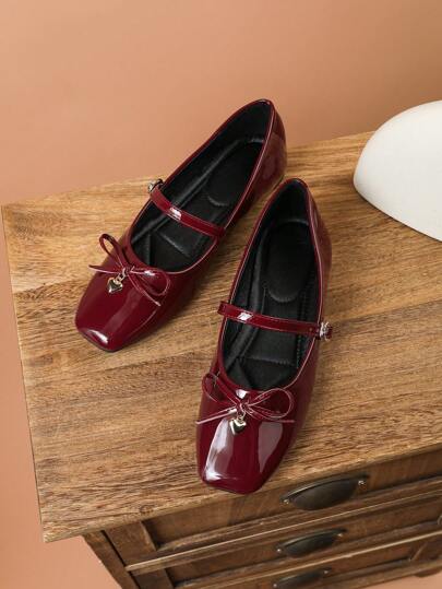 Women's Pointed Toe Slip-On Flatform Dress Shoes, Casual Versatile Silver Ballet Flats With Bow Decor, Suitable For Office, Outdoor, Spring/Summer