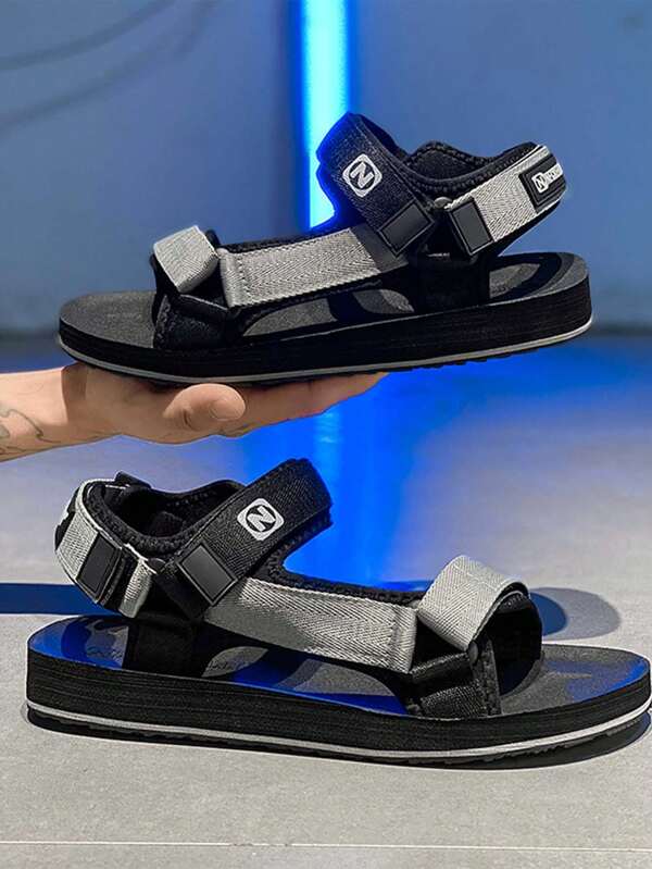 Couples Casual Outdoor Flat Hook And Loop Cross Strap Sport Sandals