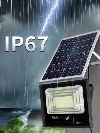 1pc ABS Material Wireless Outdoor Waterproof Light Sensitive Remote Control Timed Solar LED Floodlight, Suitable For Garden, Home, Square, Road, Park, Outdoor Construction, Emergency Repair Lighting