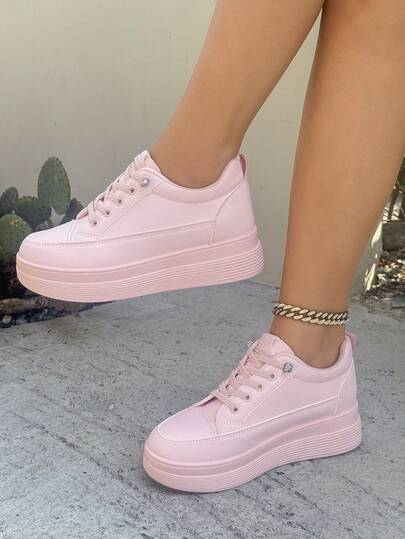 Women's Classic White Sneakers, Casual Fashion Flat Shoes, White Match Outdoor Sports Shoes, Lightweight Soft Bottom Breathable Slip-On Platform Shoes