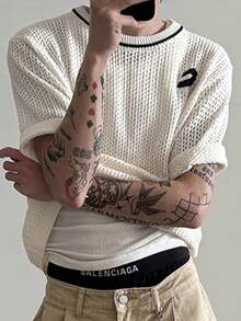 Men's Casual Simple Knitted Top, Suitable For Summer - Apricot - View 3