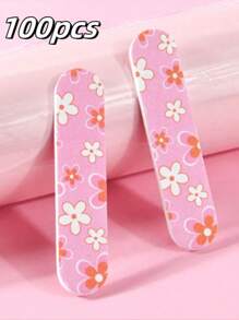 100pcs Professional Double-Sided Emery Nail Files, Fashion Style Manicure, Foot Care, Emery Board Tools, Abrasive Polishing Strips, Suitable For Beginners And Nail Salons