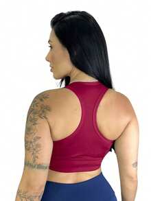 Fitness Racerback Top With Removable Pads - 紫紅色 - 查看 2
