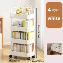 1pc 2/3/4 Layer Trolley Storage Rack, Bedroom Storage Rack, Family Kitchen Mobile Storage Rack, Multi-Layer Trolley Shelf Easy To Assemble, And Movable Tires, Which Can Be Used As Multifunctional Storage Cabinets, Tire Hooks, Kitchen Vegetables, Bathroom Clothes, Study Books And Living Room Snacks.