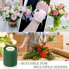 1 rollo de 28m/1/6 de cinta decorativa floral, cinta floral verde para ramos de flores, manualidades florales, suministros de florería, arreglos florales de boda