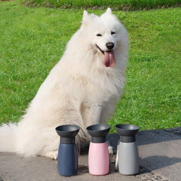 1 pieza Tazón de viaje ajustable de 3 niveles para mascotas, taza de agua de manos libres para perros y gatos