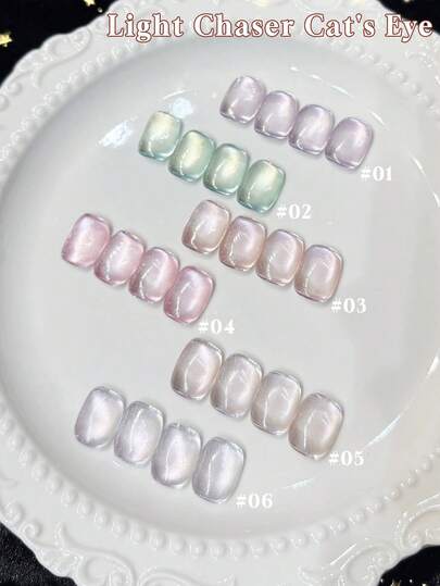 Miss Leia 6er Set 15ml Sommereisige transparente Flash Verfolger Cat's Eye Gellack Nagellack mit Whitening, Satin, hochdichtem feinem Glitzer, Magnetkraft, beliebte Whitening Farben, für Anfänger, UV LED Aushärtung, einweichbar, halbpermanent, geeignet für Beauty Salons, Nagelstudios, zum Selbermachen, Zuhause, Feiertage, Partys, Geschenke für Frauen, schnelltrocknend, Nail Art Design, geeignet für alle Jahreszeiten