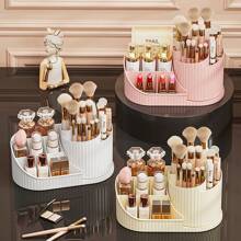 Organisateur de maquillage rotatif à 360° anti-poussière: Carrousel de rangement cosmétique multifonctionnel pour rouge à lèvres, pinceaux pour ombres à paupières et outils de maquillage | Support rotatif de table de toilette, boîte de rangement de beauté grande capacité avec conception anti-poussière, pour vacances à la plage, collection de salle de bain, collection de chambre, grande capacité
