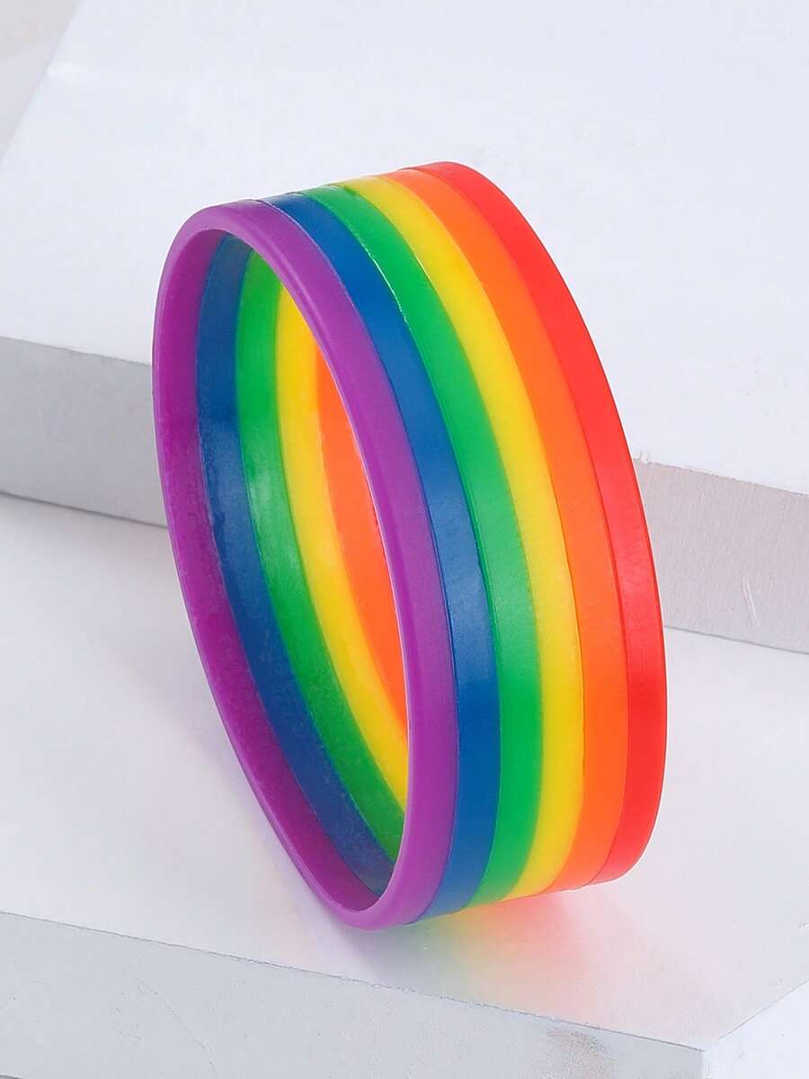 1pc Men's Fashionable Casual Colorful Silicone Bracelet