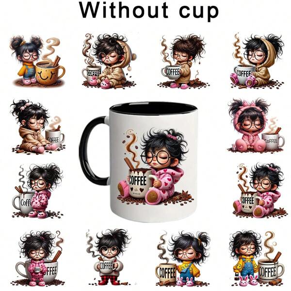 12 Pcs UV DTF Cup Wraps Sticker-Giant And Coffee UV DTF Wraps Decals Printing DTF Transfer Sticker For Mugs, Cups, Bottles, School Supplies, Crafts, DIY Art( Only UV Wraps Sold, Without Mugs)