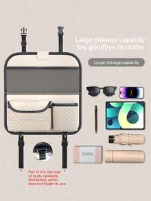 1 件汽车座椅靠背储物袋，多功能悬挂整理袋（包含 2 个随机挂钩，不含说明书花扣，但不会影响使用）