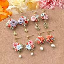 1 件/4 件可爱迷你花瓣软粘土聚合物玫瑰叶切割器用于制作珠宝耳环 - 卡其色 - 查看 4