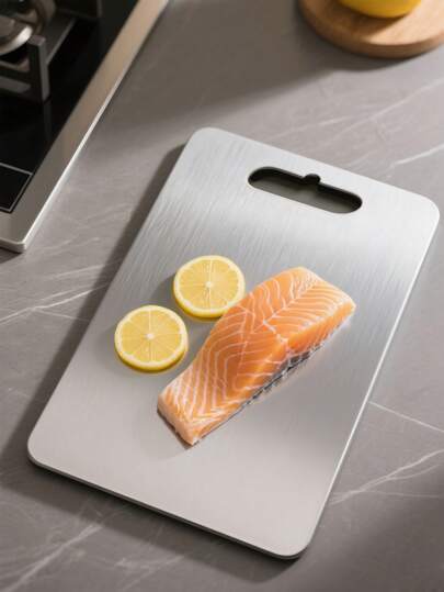 3 Stücke Edelstahl Schneidbretter, geeignet zum Schneiden verschiedener Lebensmittel wie Fisch, Fleisch, Gemüse, Obst und zubereitete Gerichte